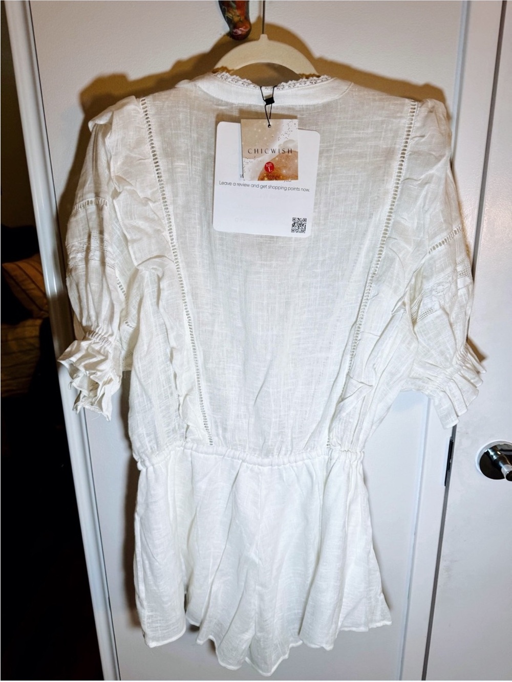Chicwish White Eyelet Lace Playsuit NWT L - Picture 7 of 9